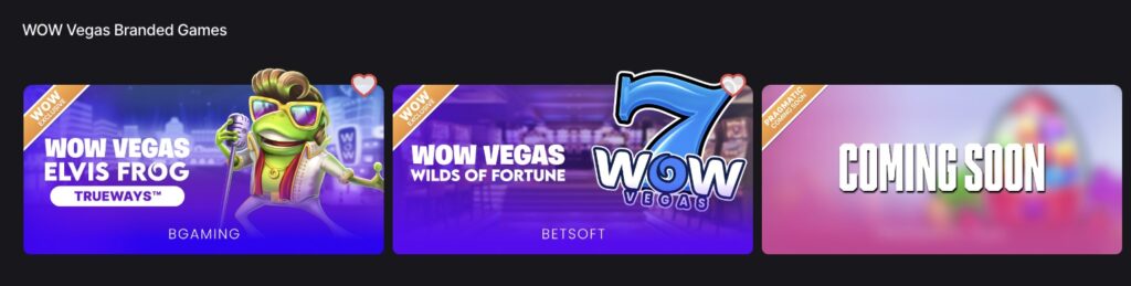 WOW Vegas Exclusive Branded Slots