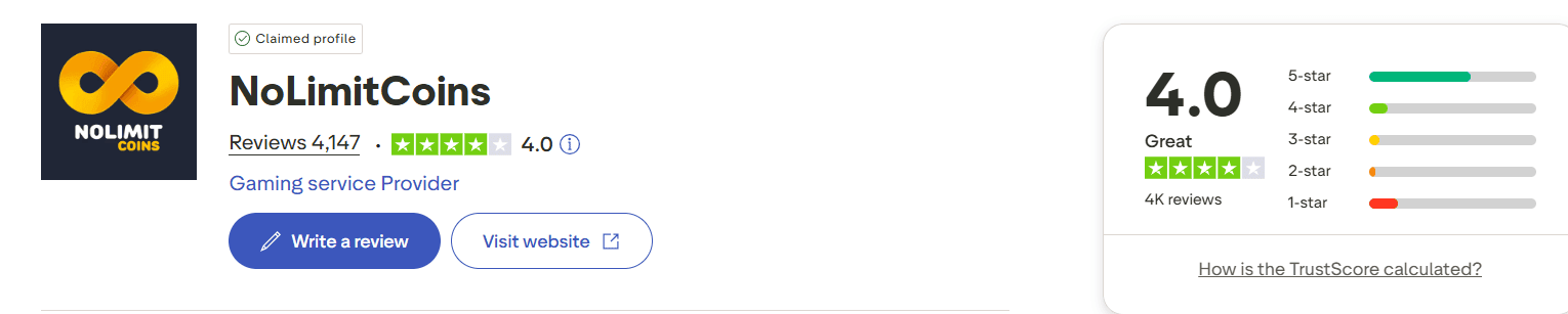 NoLimitCoins casino trustpilot rating