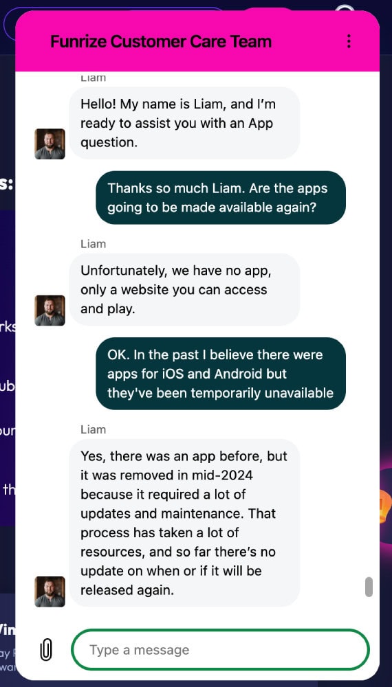 funrize live chat