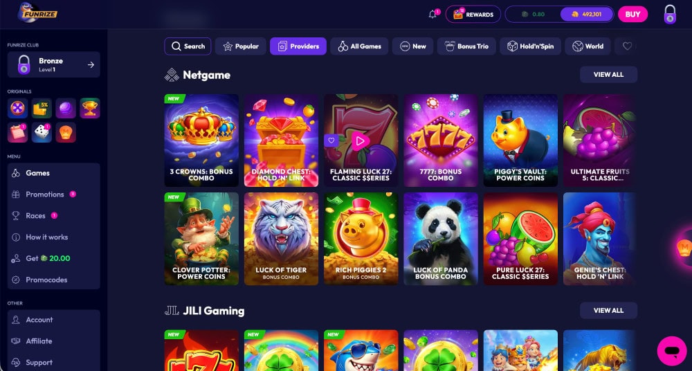 funrize lobby by provider