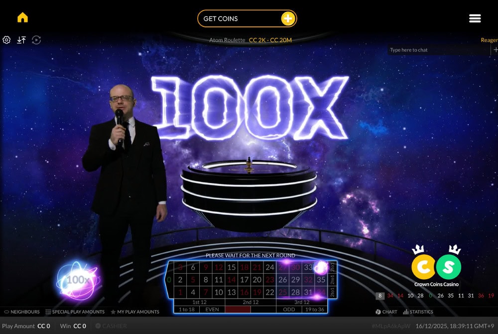 live atom roulette crown coins