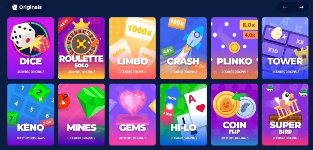 Luckybird Casino Games