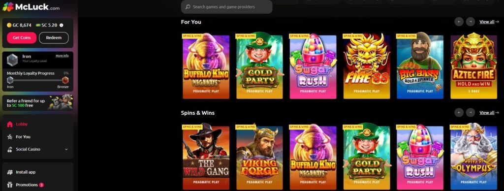 Mcluck Casino Homepage