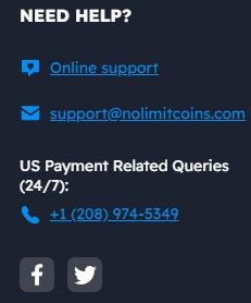 Nolimitcoins Customer Support