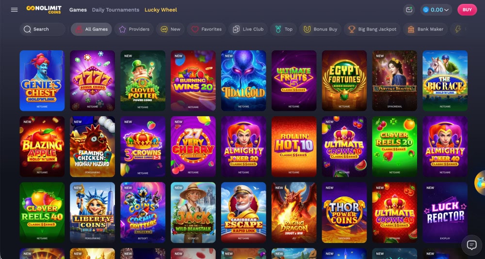 nolimitcoins gaming lobby