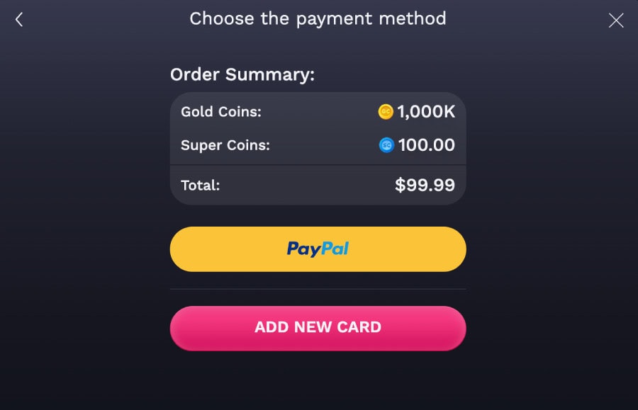 nolimitcoins payment screen