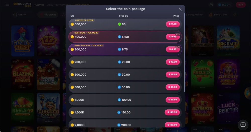nolimitcoins store