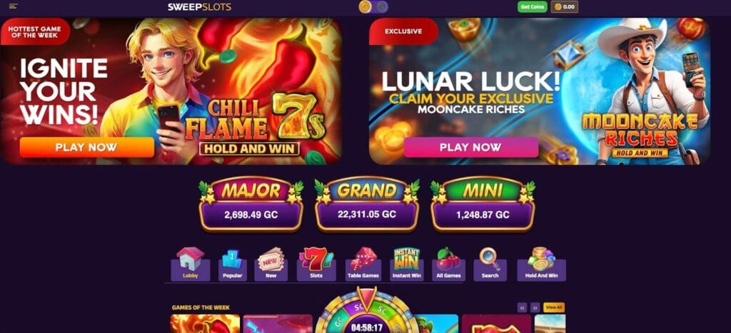 Sweepslots Casino Games