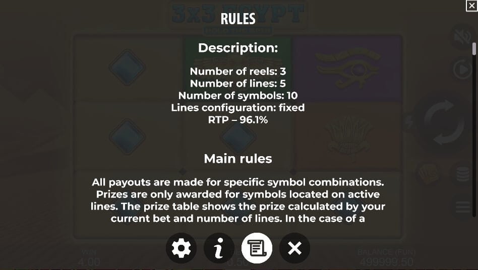 3x3 Egypt Slot Rules