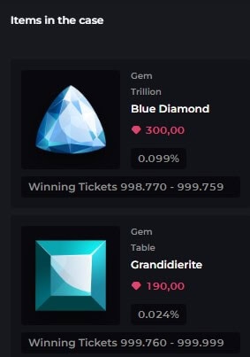 Vegas Gems Case Items