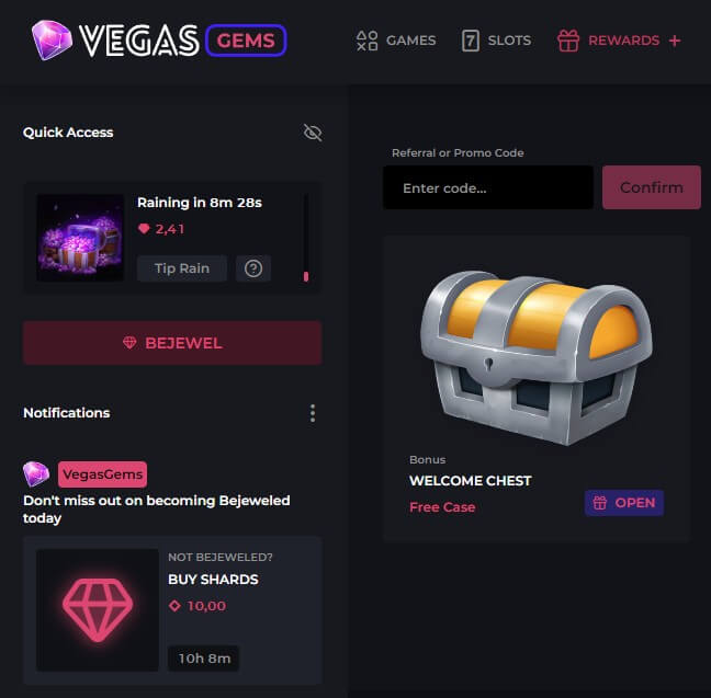 Vegas Gems Welcome Chest