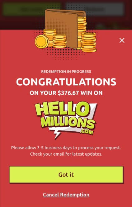 Congratulations Hello Millions