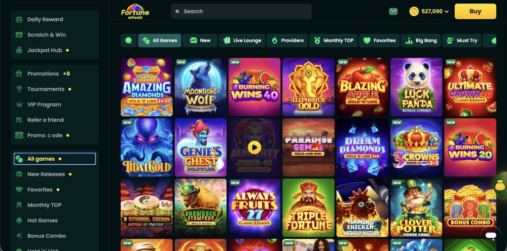 fortune wheelz gaming lobby