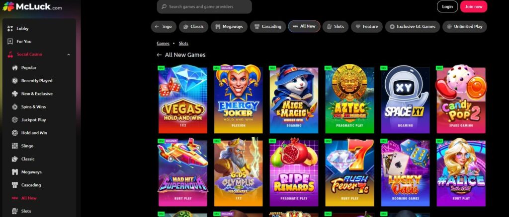 Mcluck Casino Homepage