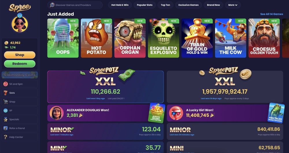 spree casino ux