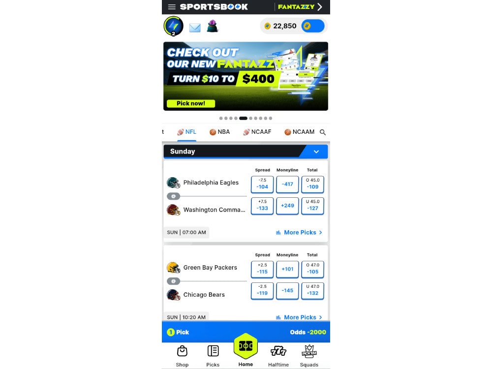 thrillzz sportsbook screen