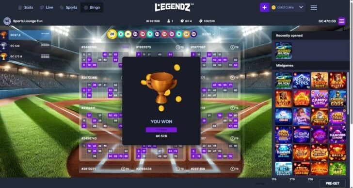 Legendz bingo screenshot