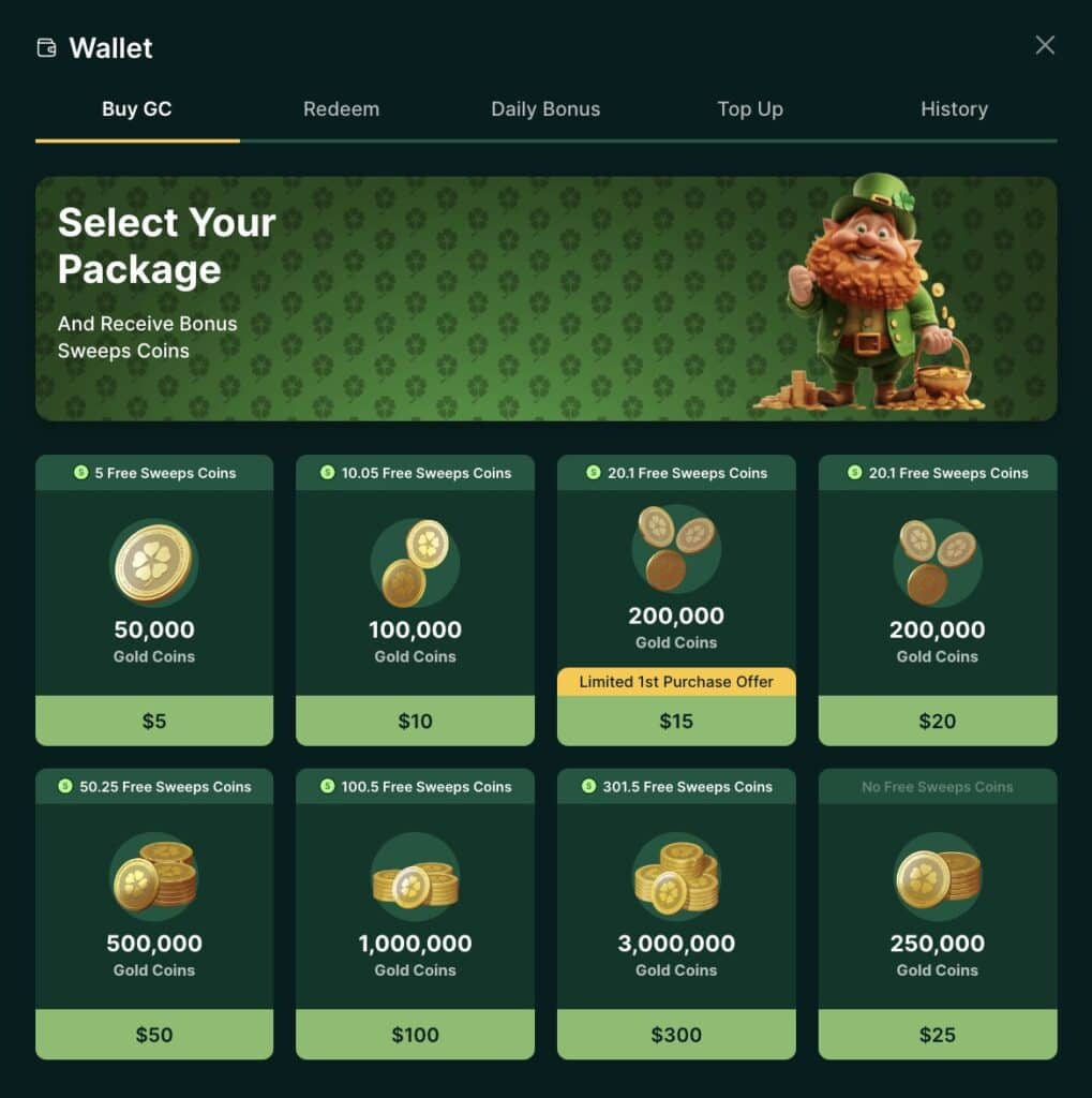 Lucky Hands gold coin packages