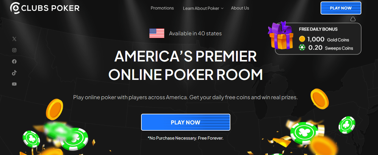 Clubs Poker sweepstakes casino review