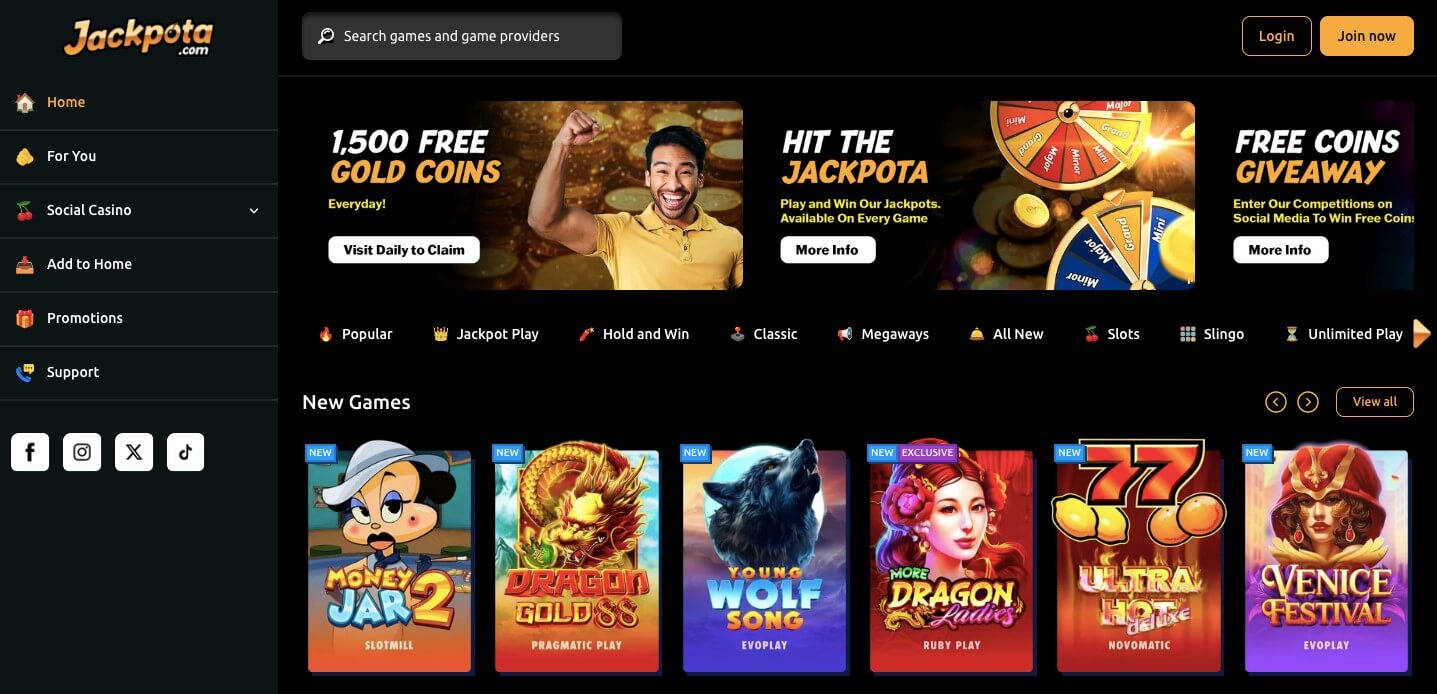 Jackpota Casino Homepage