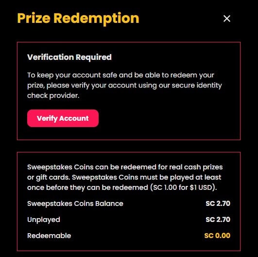 Prize Redemption