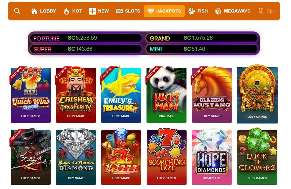 Sweeps Casino Homepage