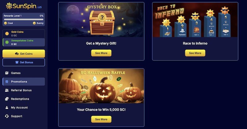 Sunspin Casino Bonuses