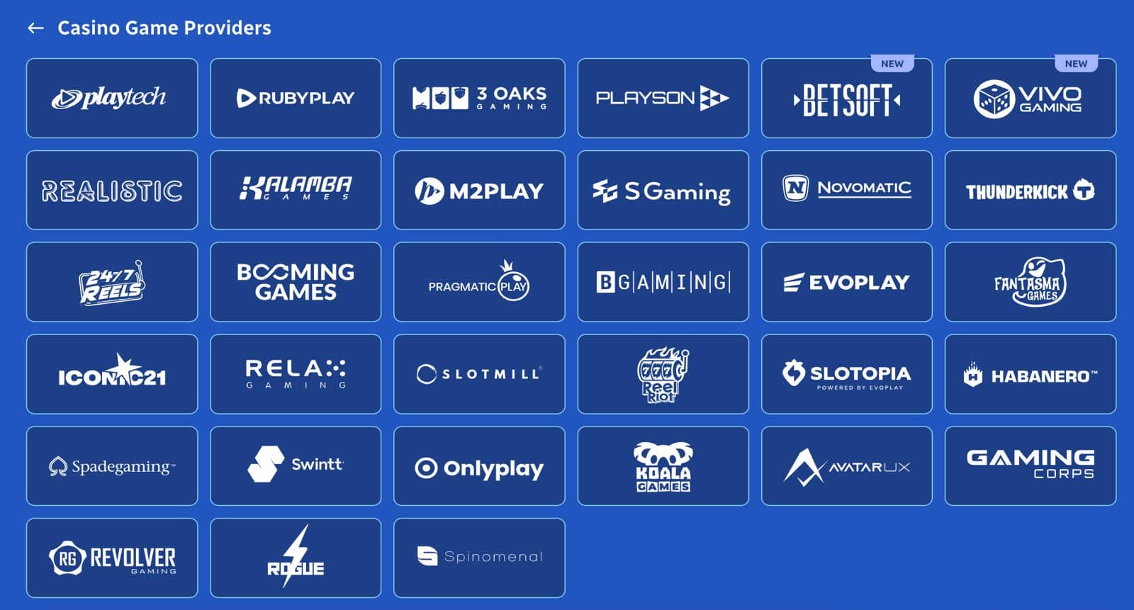 Spinblitz providers list