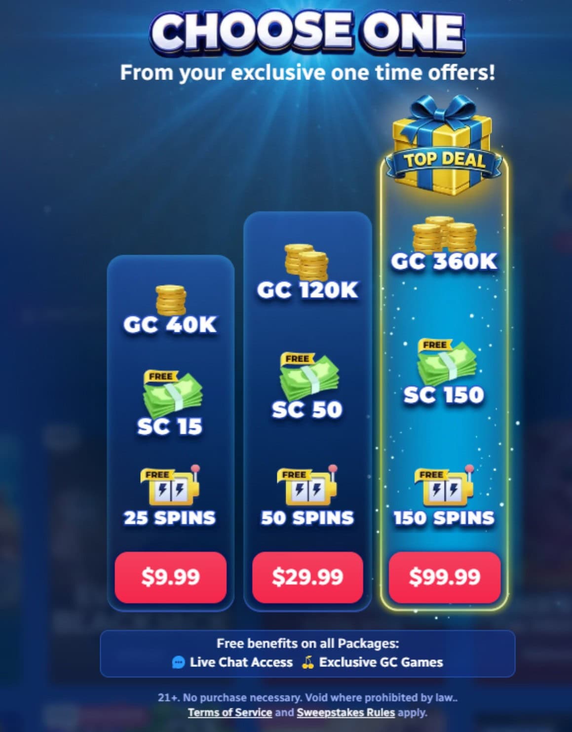 SpinBlitz welcome package new