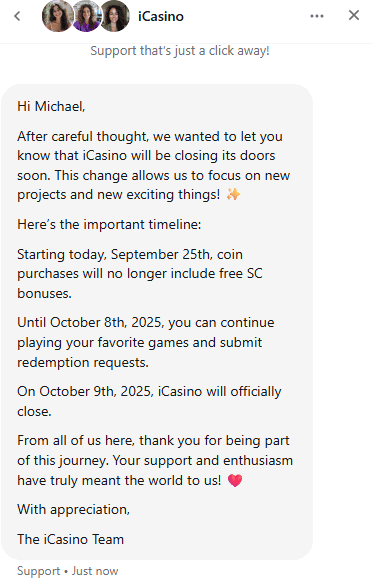 iCasino Closing