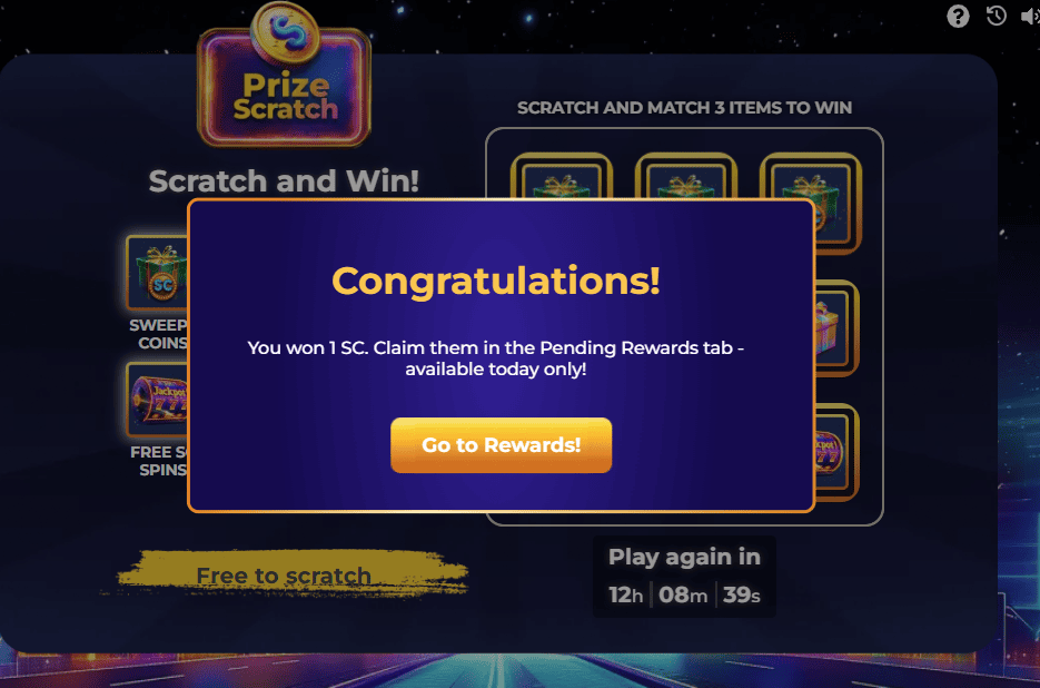 Click casino daily bonus prize