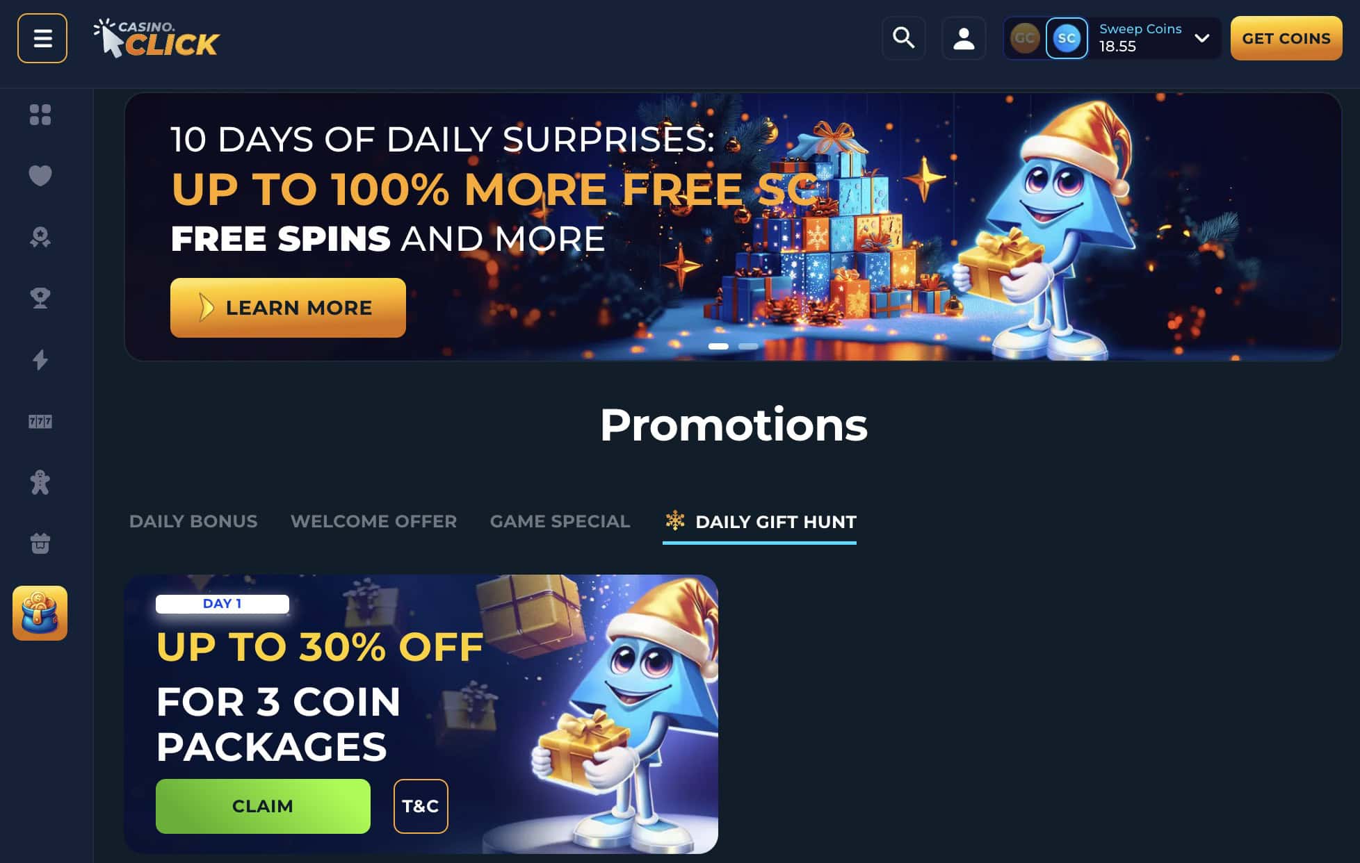 Casino.click daily bonus hunt