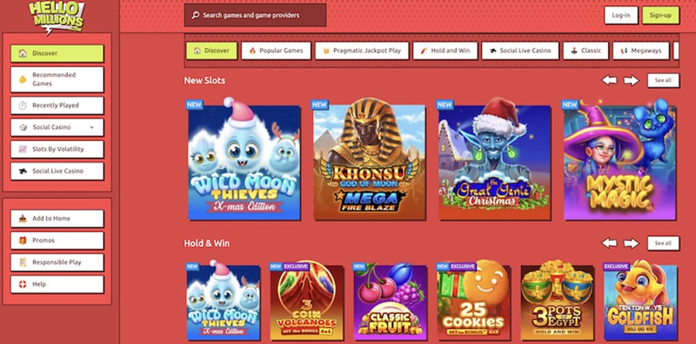 Hello Millions Homepage