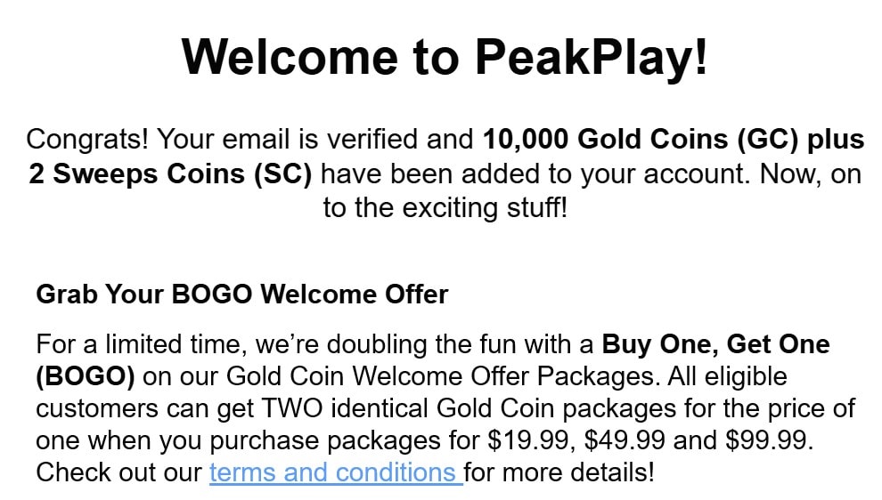 PeakPlay bonus