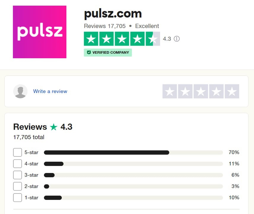 Pulsz Trustpilot