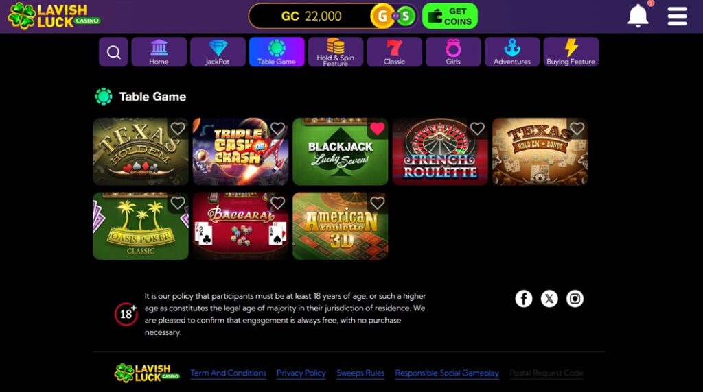Lavish Luck Table Games