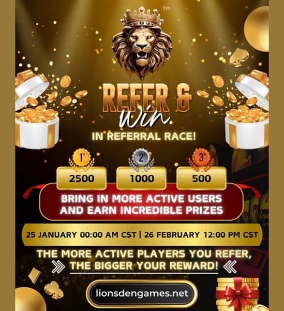 LionsDen Games Referral Bonus