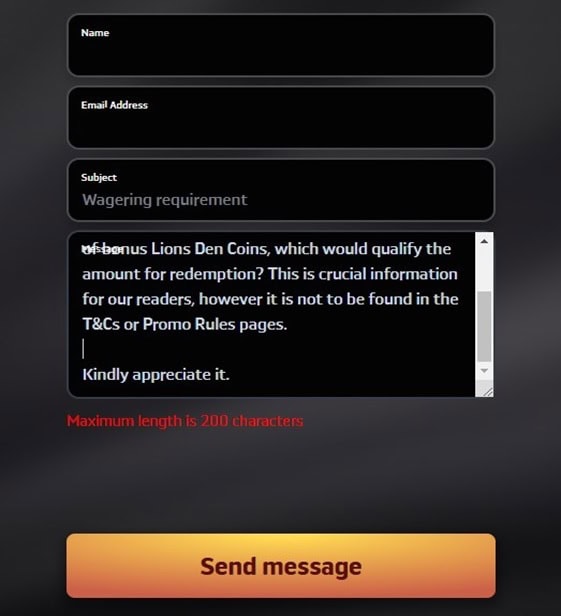 LionsDen Games Support Limit