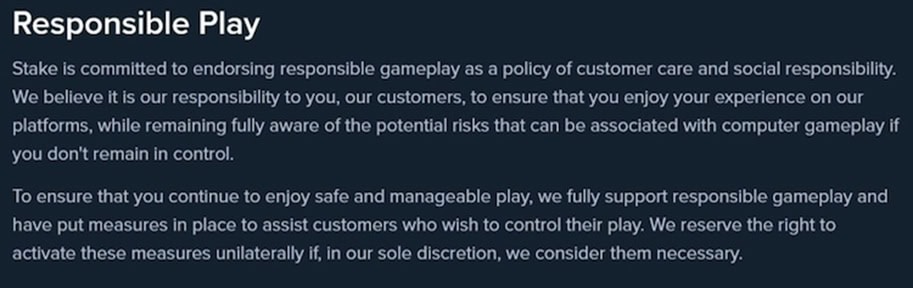 Stake Responsible Play