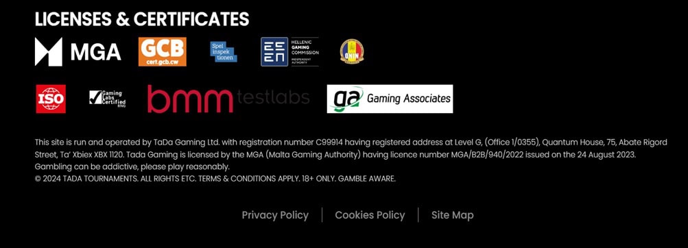 TaDa Gaming Footer