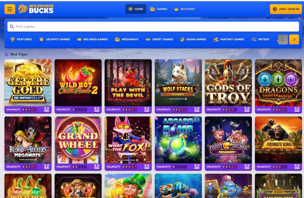 wildhorse bucks game lobby