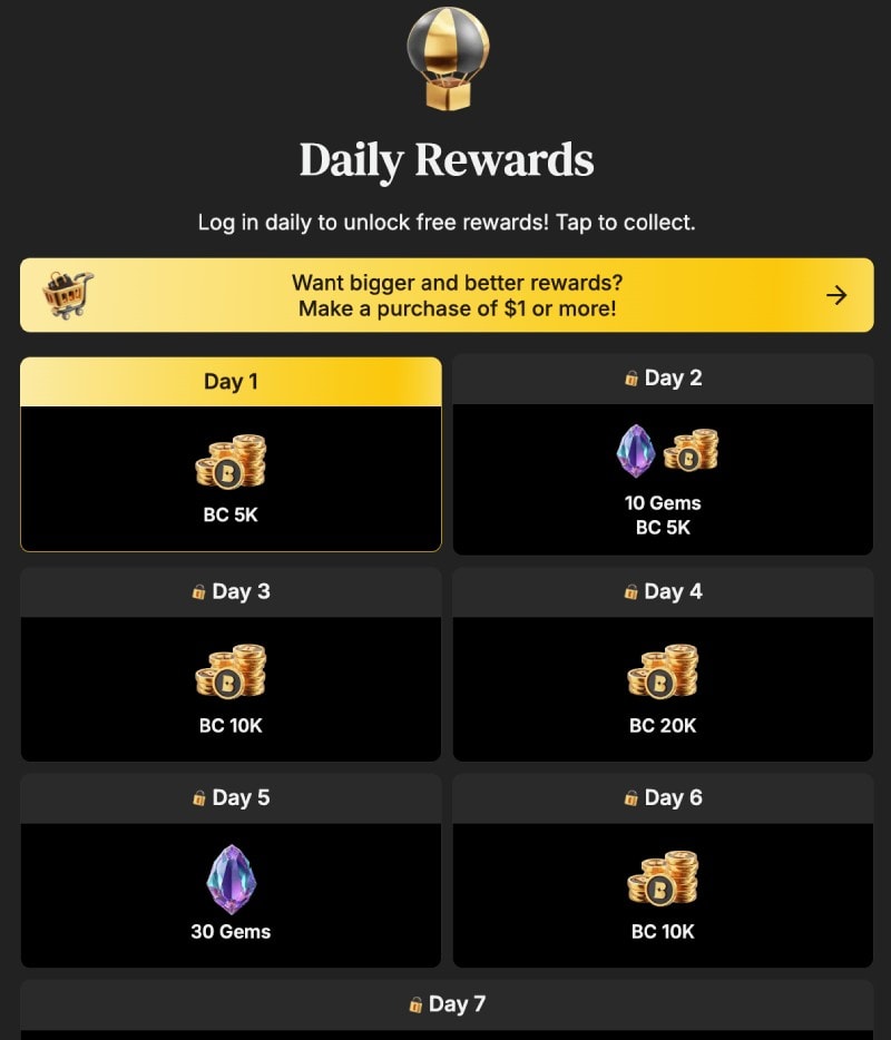 bettysweeps daily rewards