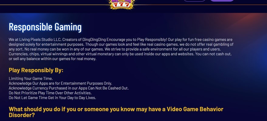 DingDingDing Responsible Gaming