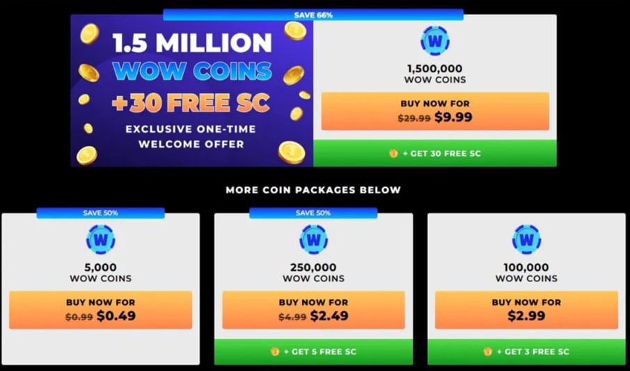 WOW Vegas Deposit Bonuses