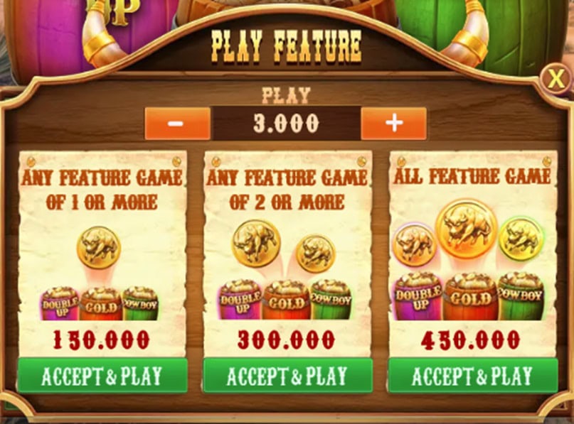 3 Pot Buffalo Play Feature