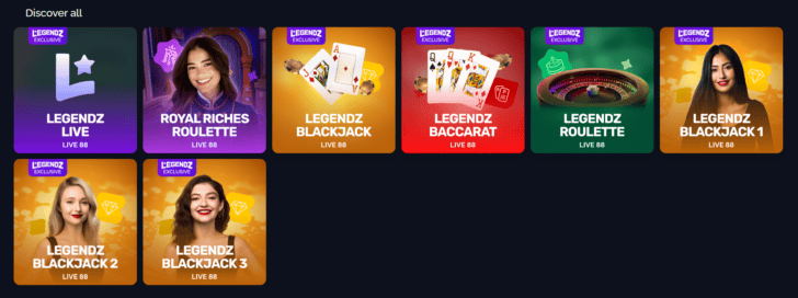 Legendz live dealer games