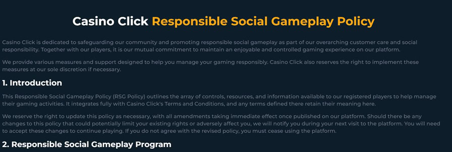 Casino.click Responsible Social Gameplay