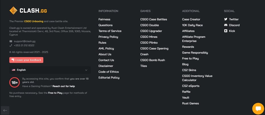 Clash.gg Footer
