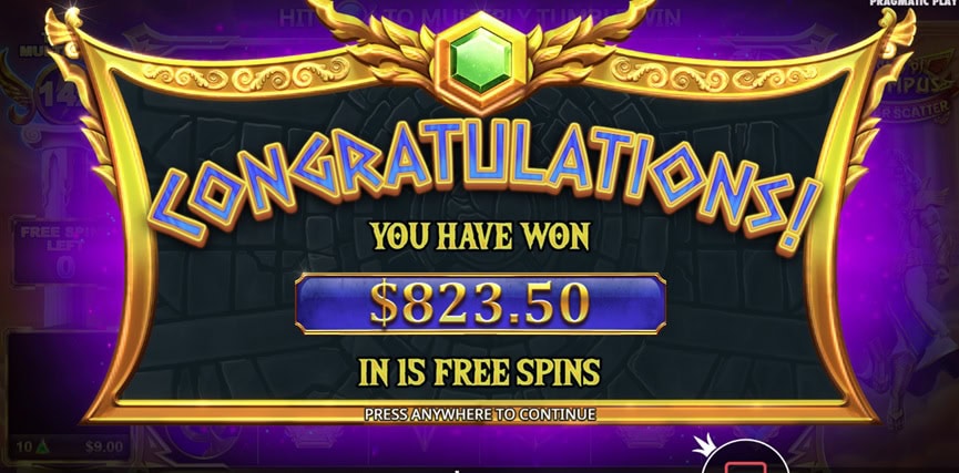 Gates of Olympus Super Scatter Free Spins Win