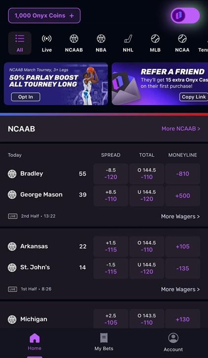 Onyx Odds Homepage